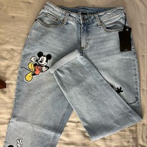 Embroidered Mickey Jeans